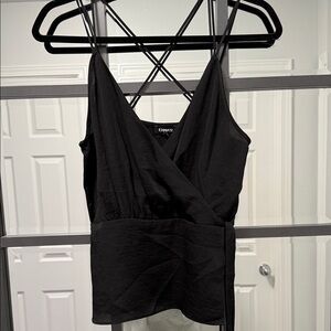 Express Black Wrap Tank Top